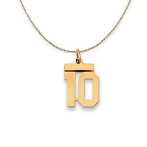 14k Yellow Gold, Athletic, Sm Polished Number 10 Necklace - 18 Inch